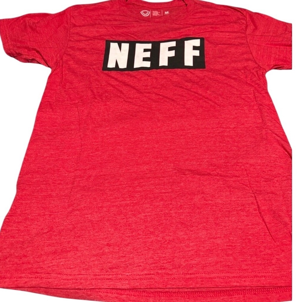 Neff Red Heather Graphic Logo T-Shirt Size M 17.5" Pit to Pit